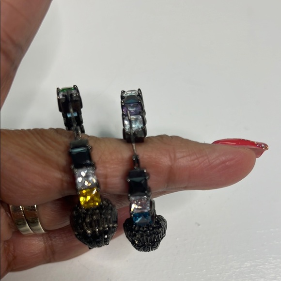 Multicolor Gemstone Hoop Earrings - Picture 3 of 7